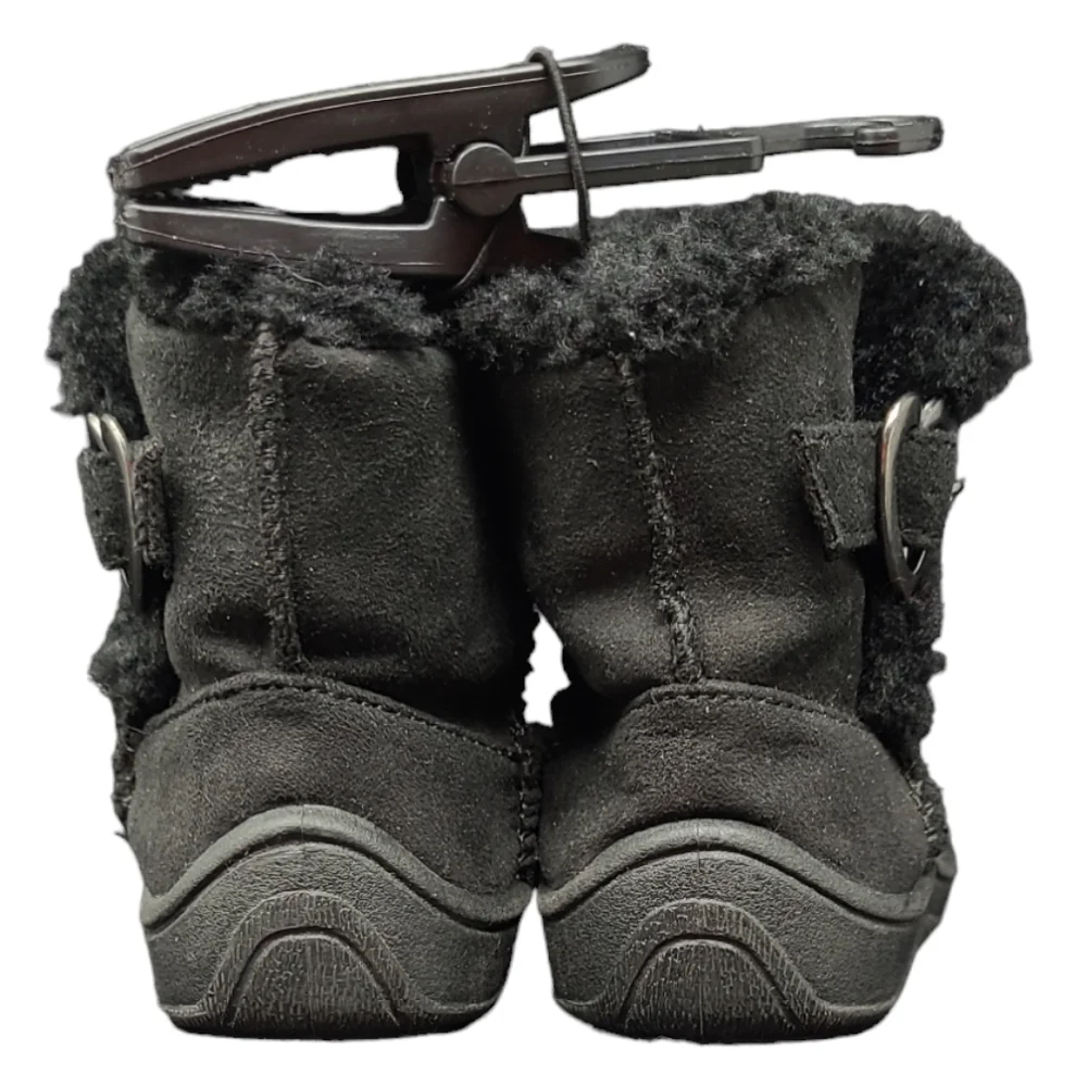 NEW - TODDLER GARANIMALS FAUX SUEDE,BLACK FURRY BOOTS WITH HEART BUCKLE …